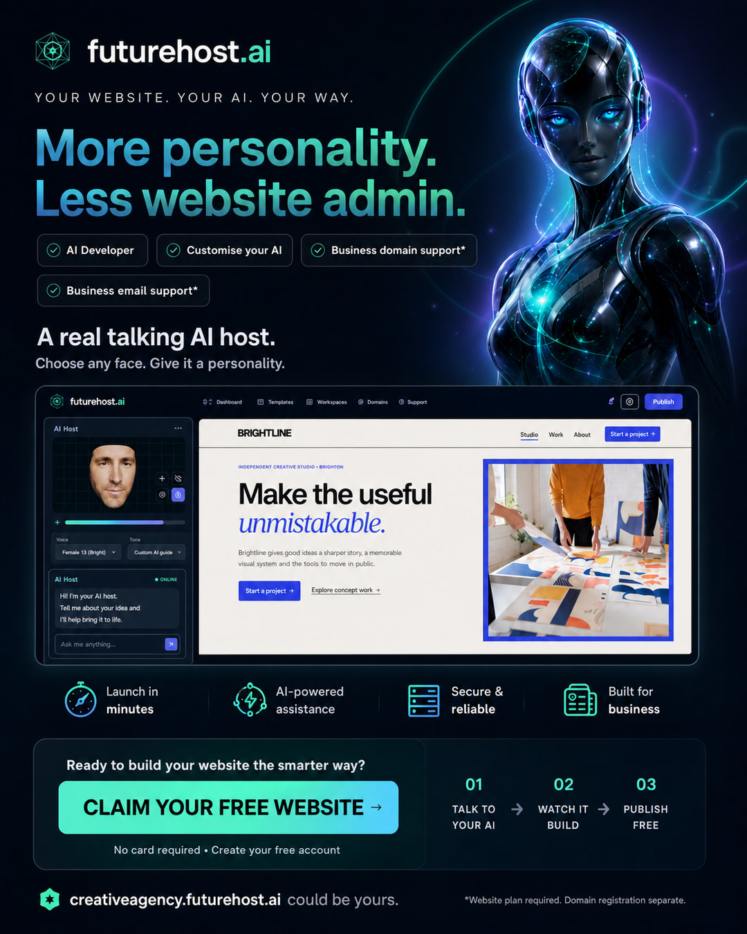 FutureHost.ai — Describe your business. Get a live website.